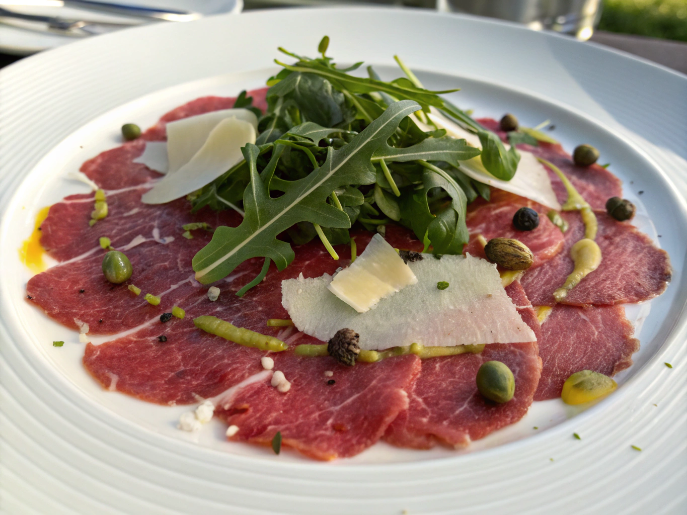 Beef carpaccio with arugula and parmesan