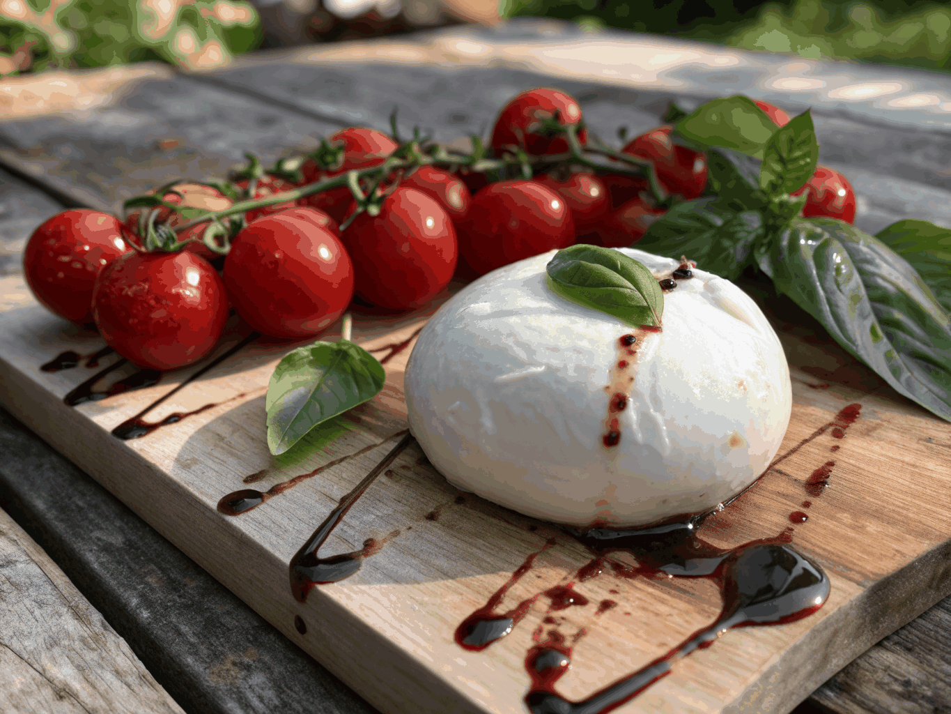 Fresh burrata with heirloom tomatoes