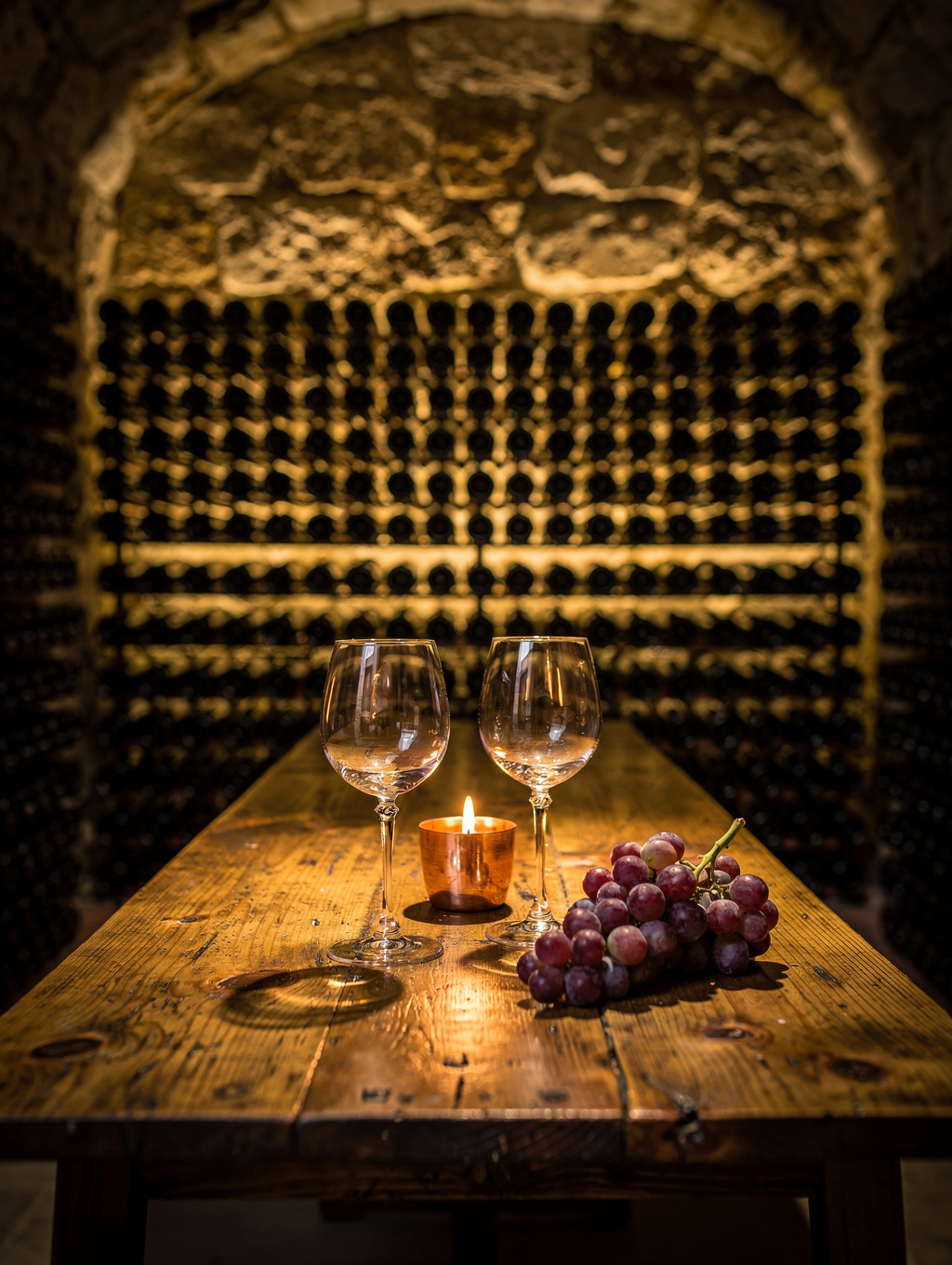 Cozy private dining area inside a wine cellar