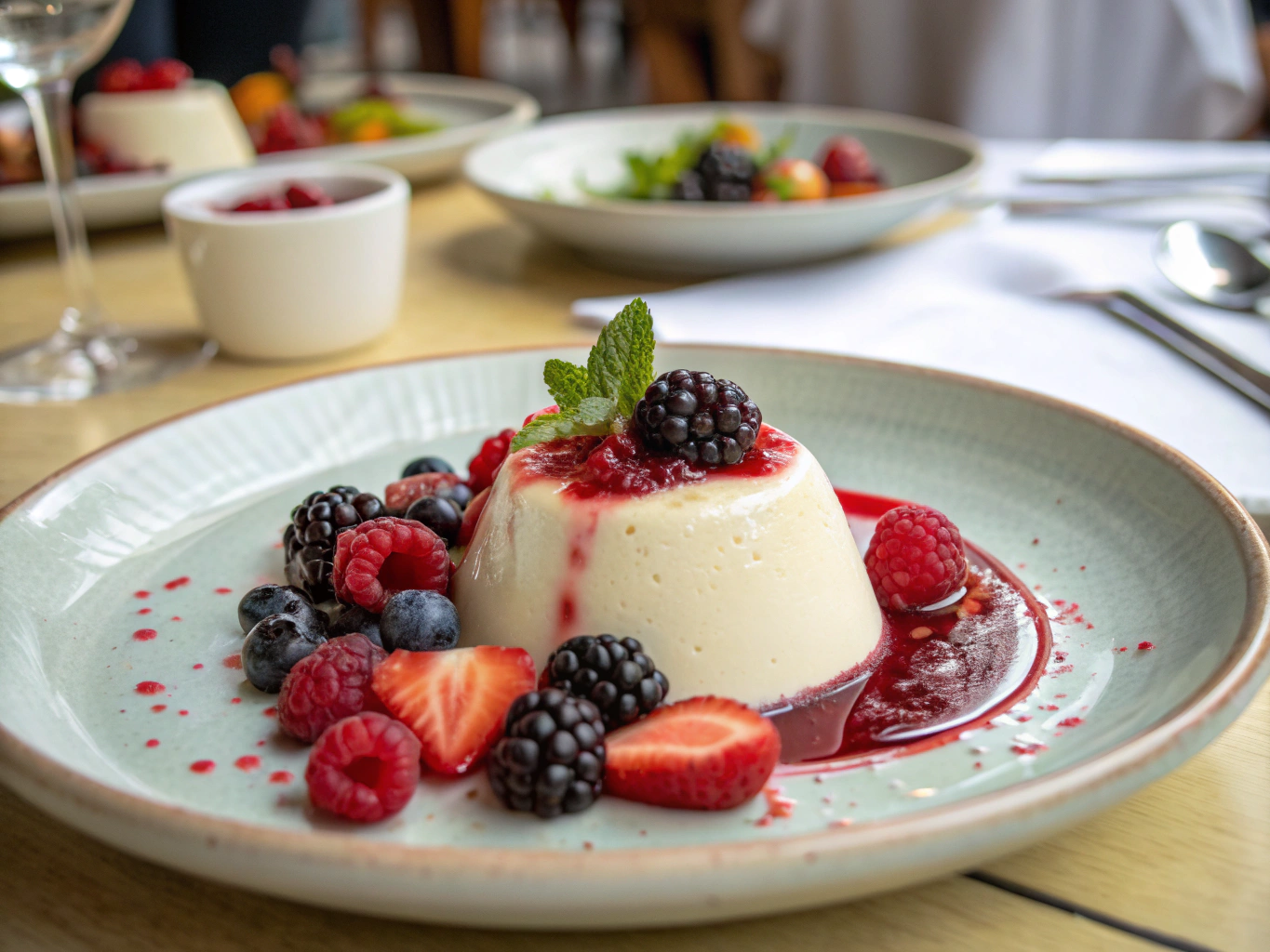 Lemon panna cotta with berries