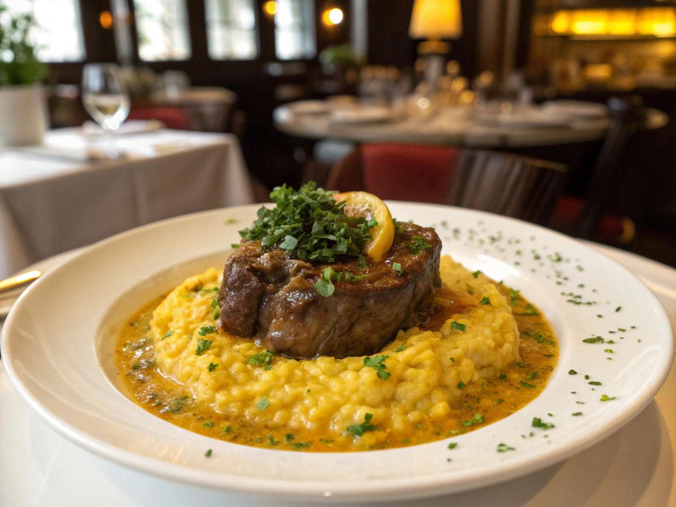 Braised veal shank with polenta