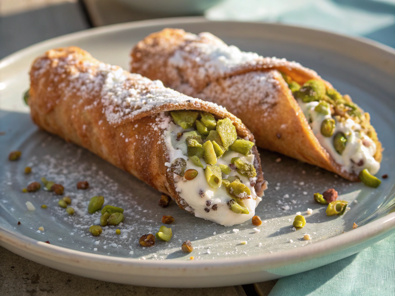 Cannoli with pistachio filling