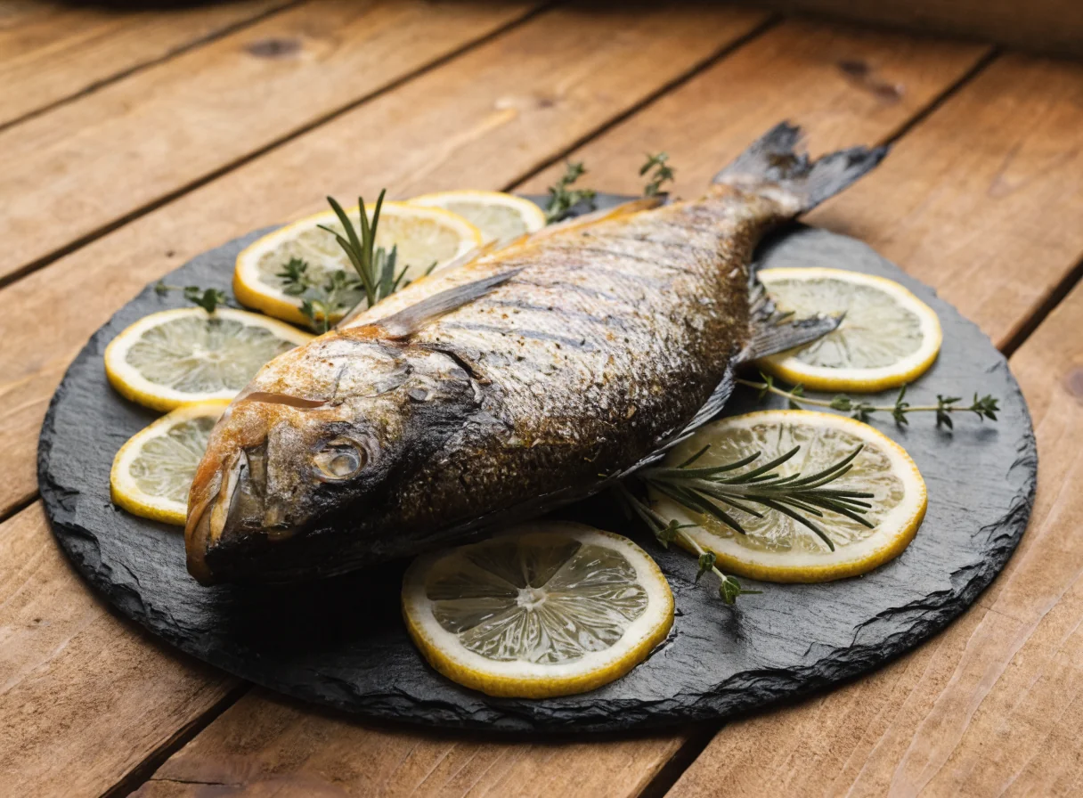 Roasted sea bass with herbs
